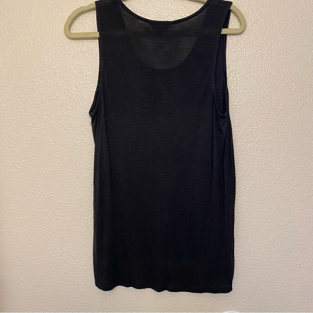 Lucky Brand boho Y2K black 100% viscose sleeveless blouse top romantic goth -M - Picture 9 of 11